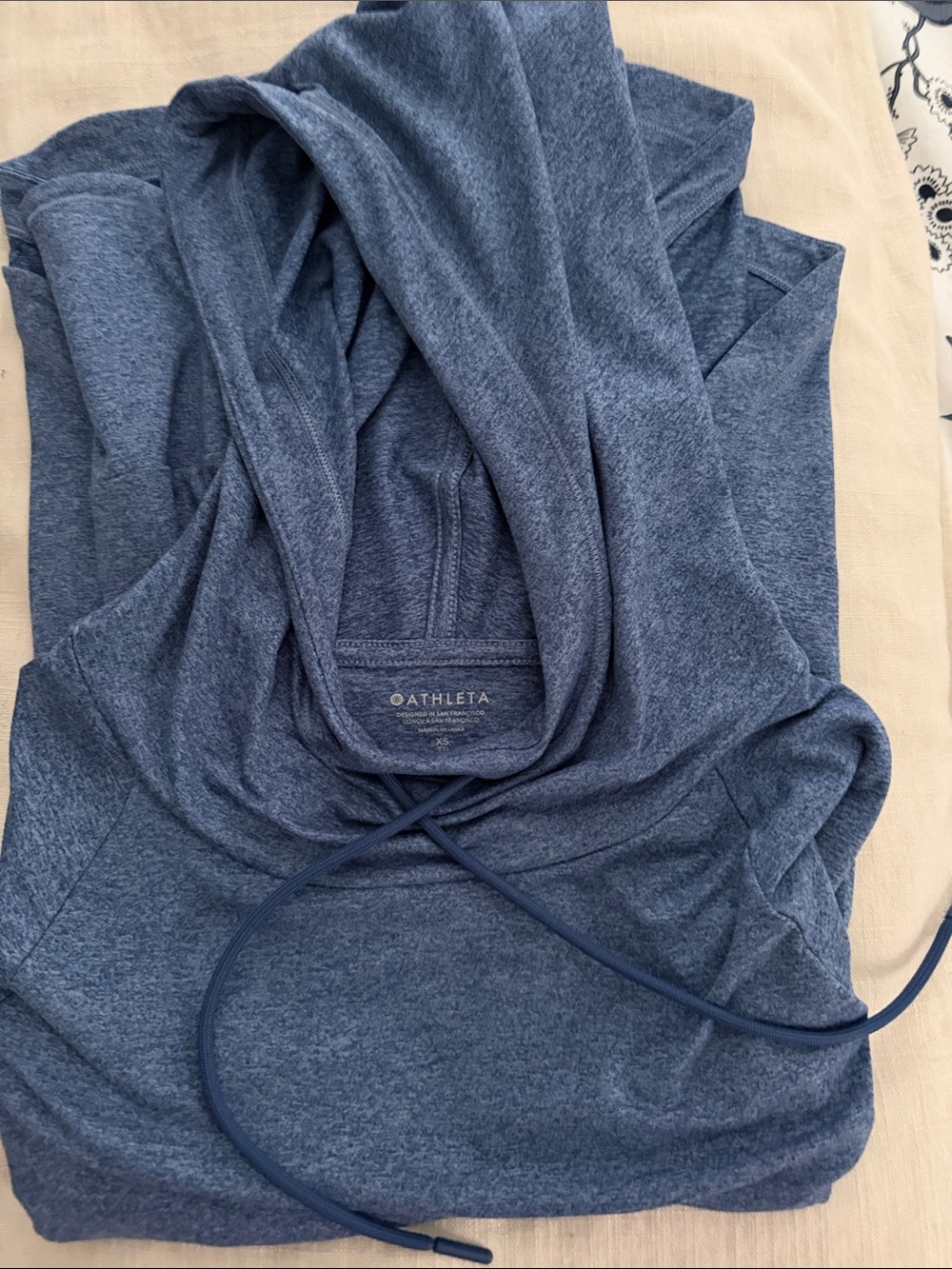 Athleta Heathered Navy Hooded Pullover